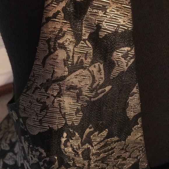 Lush Womens Small Black Gold V Neck Sleeveless Gold Floral Tank Dress Lined - Picture 5 of 10